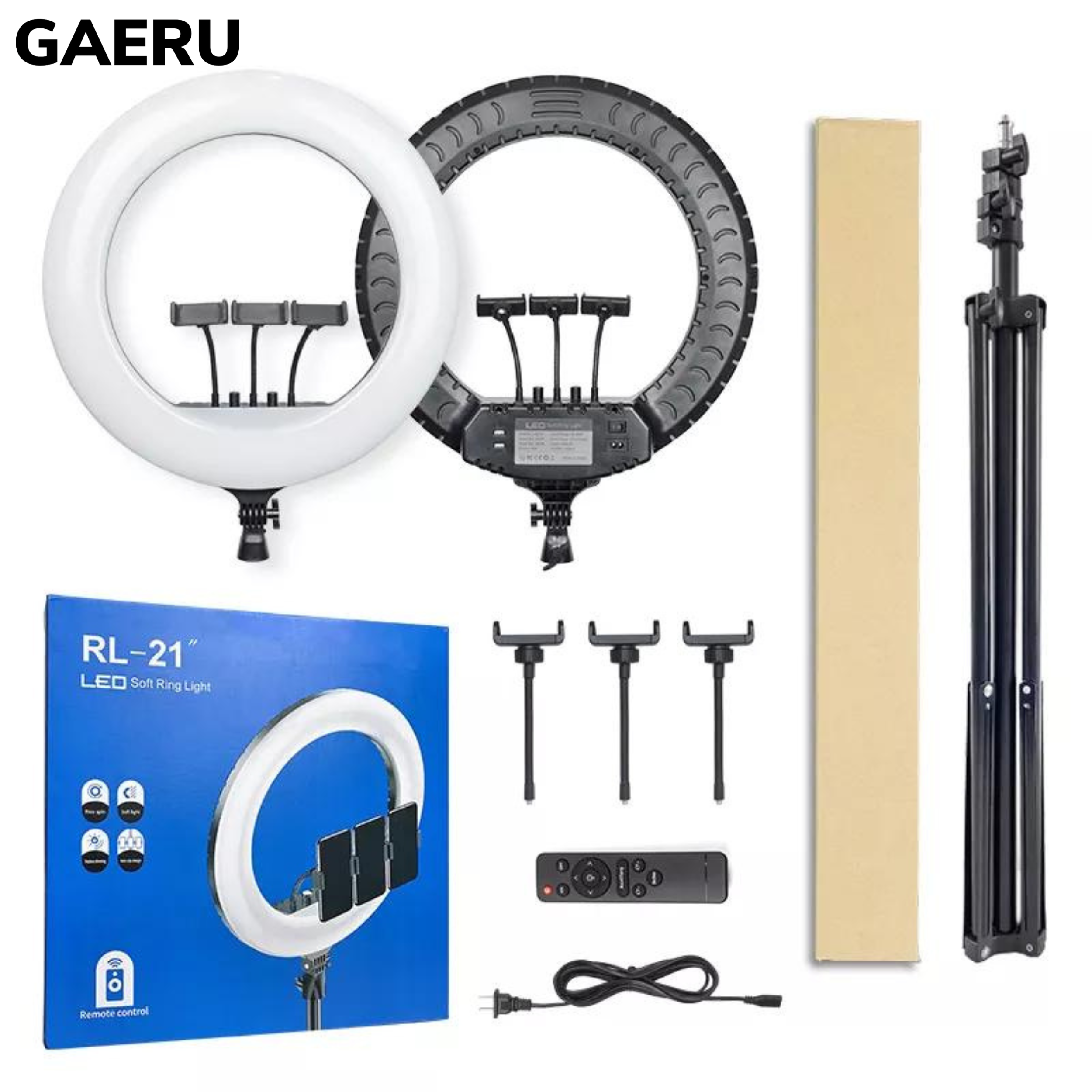 Đèn livetream cao cấp RL21 54cm 3 kẹp điện thoại chân 2m nhiều chế độ sáng hỗ trợ livetream tiktok youtube facebook học online video call họp zoom chụp ảnh studio trang điểm spa phun xăm thẩm mỹ