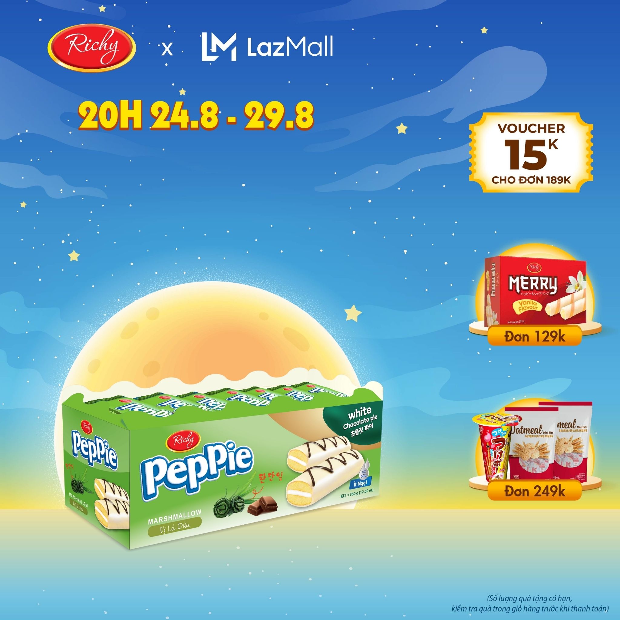 Bánh peppie richy khay 360g vị lá dứa