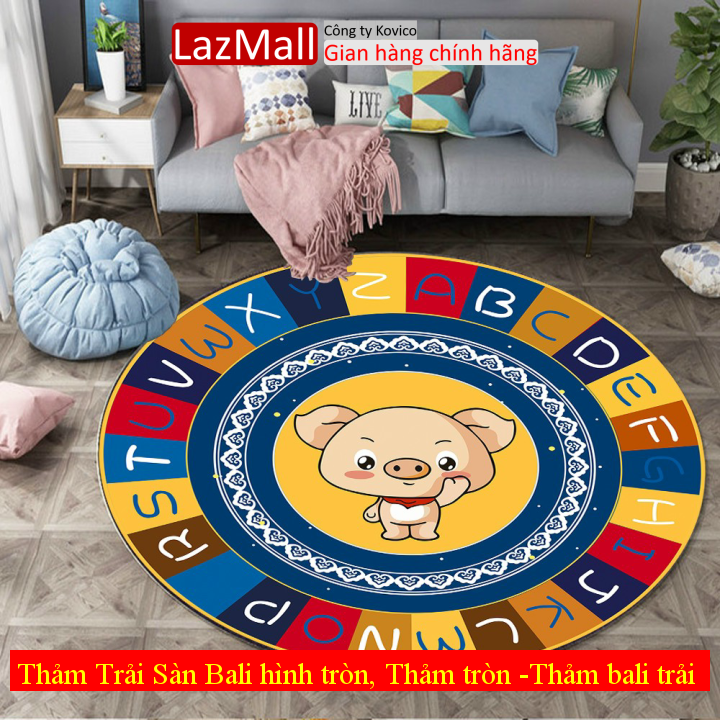 Thảm Trải Sàn Bali hình tròn, Thảm tròn -Thảm bali trải sàn họa tiết 1mx1m trang trí phòng ngủ phòng khách Cao Cấp Chống Trơn Trượt