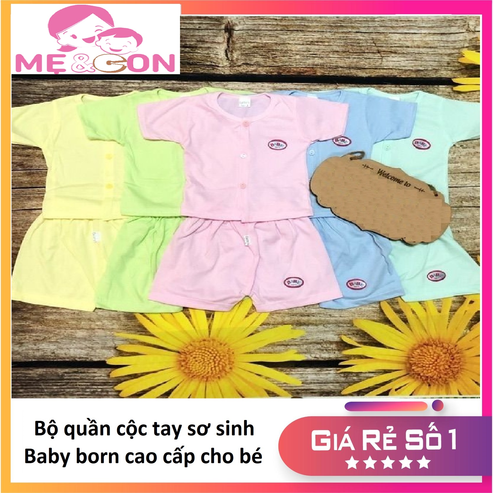 Bộ quần áo sơ sinh cộc tay baby born cho bé yêu