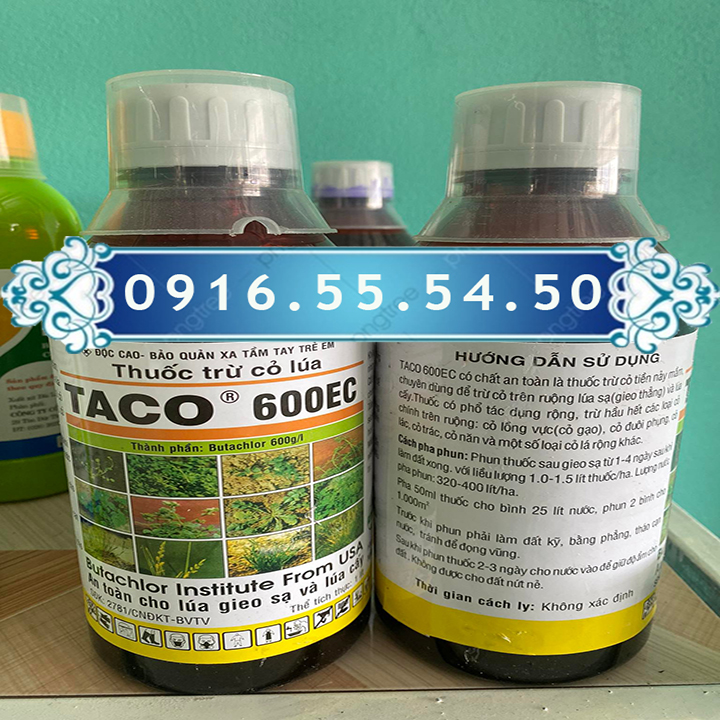 TACO 60EC thuốc trừ cỏ tiền nảy mầm diệt lồng vực, cỏ đuôi phụng, cỏ lác, cỏ trác, cỏ năn và một số loại cỏ lá rộng khác