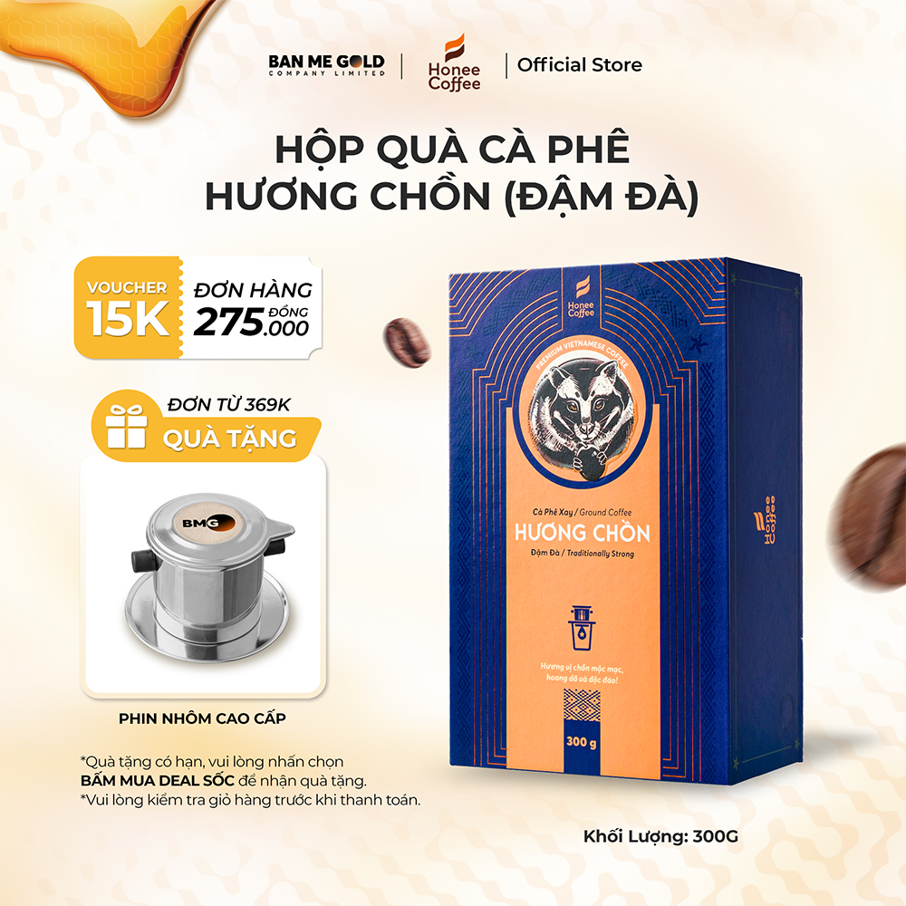 Cà phê hương chồn bột xay - hộp 200g/300g - cafe chồn cao cấp rang xay chính hãng ban me gold - honee coffee