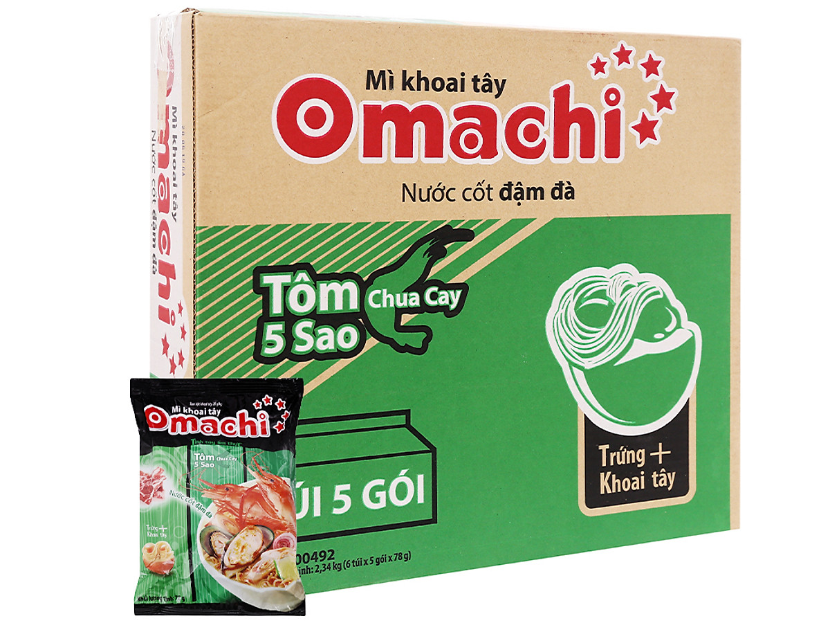 Mỳ omachi xốt tôm chua cay-1 thùng/30 gói