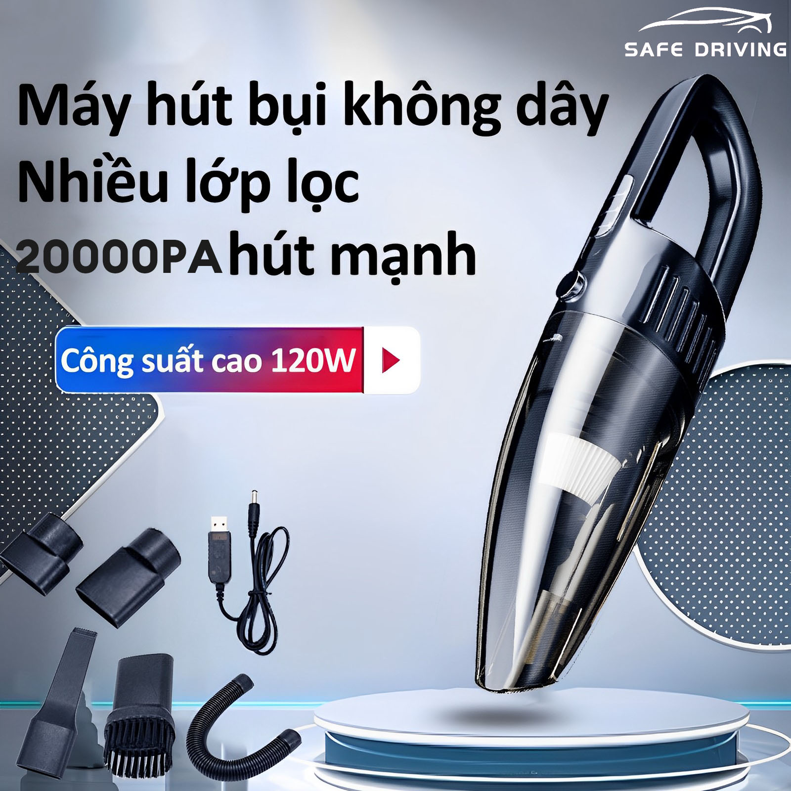 Máy hút bụi mini xe ô tô sạc không dây ,kiểu nhỏ cầm tay dùng cho xe ô tô dùng ở nhà ,công suất cao hút bụi mạnh mẽ