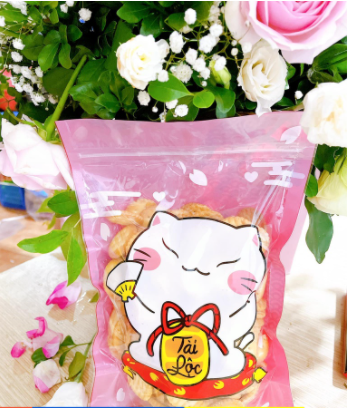 Túi zip 26x18cm mèo thần tài