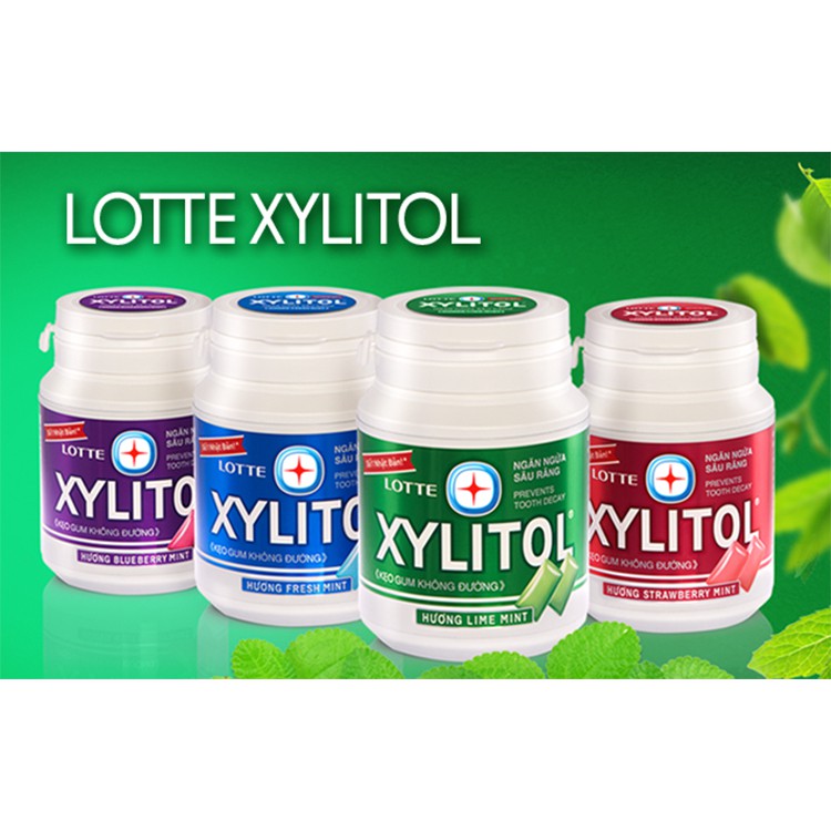 Kẹo cao su Lotte Xylitol lọ 58g - chanh bạc hà