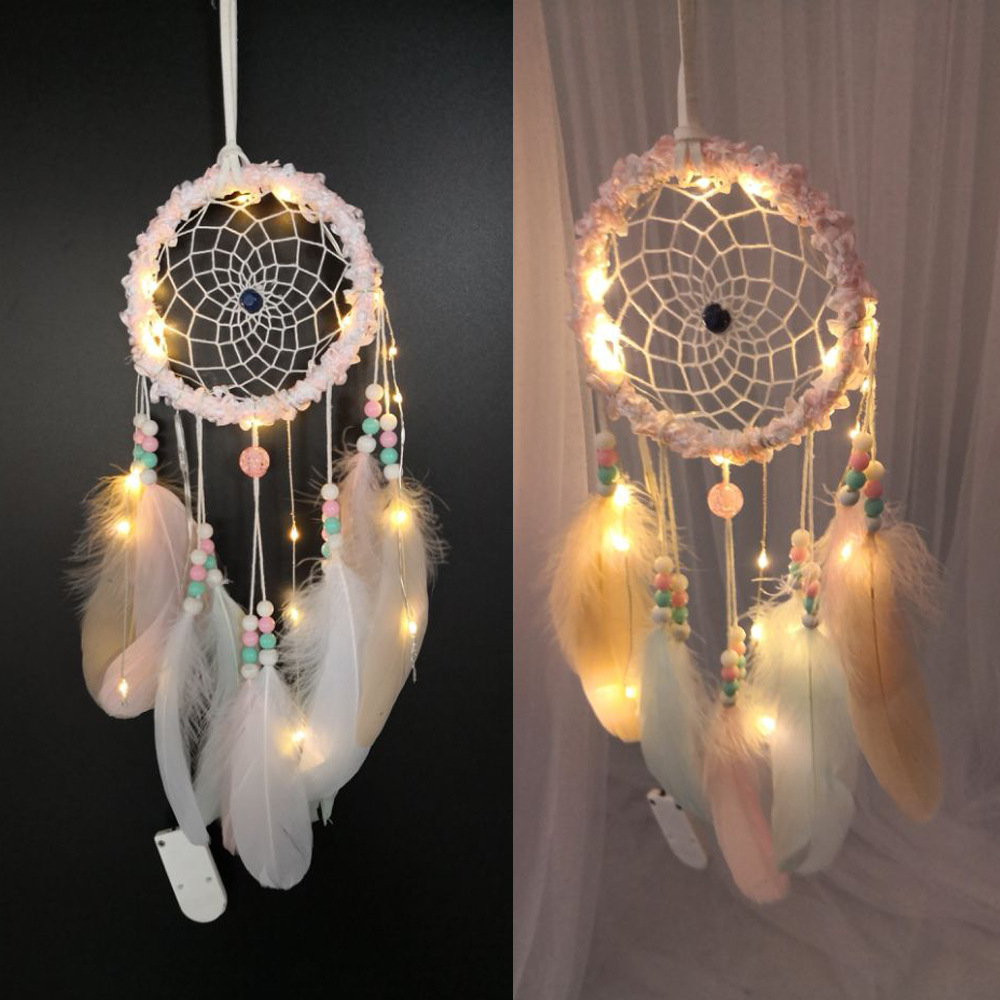 Đồ Treo Trang Trí Dreamcatcher Lông Vũ Đa Sắc Không Có Đèn -Nlylyshop