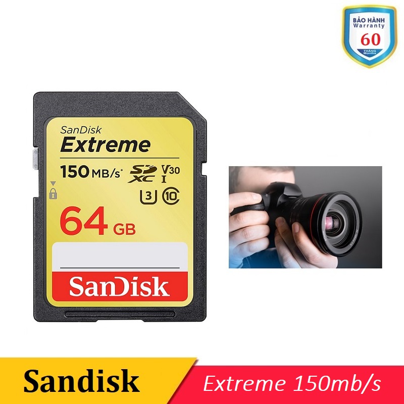 thẻ nhớ sdxc sandisk extreme 64gb 150mb/s -BH 60 Tháng
