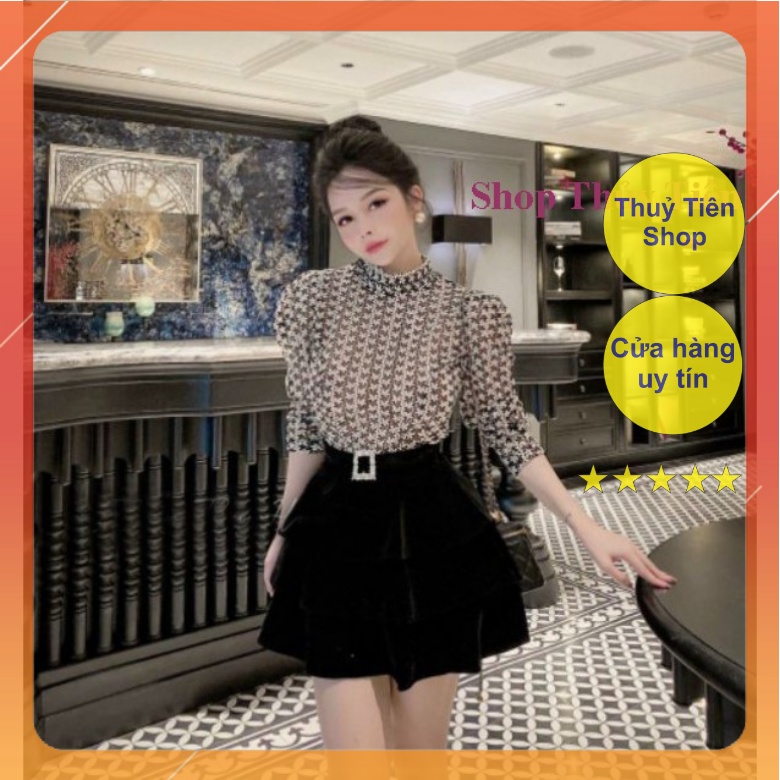 Chân Váy Nhung Tầng Siêu Hot ( Chân Váy Sang Trọng Màu Đen)_Shop Thủy Tiên Lzd