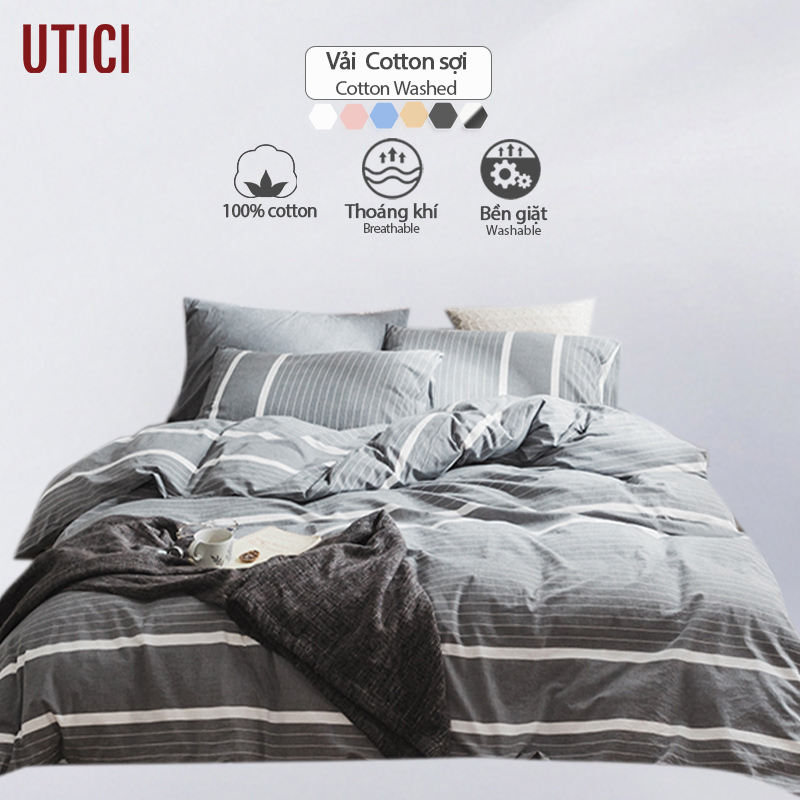 UTICI bộ ga giường 4 món cotton chăn ga gối đệm cao cấp áo chăn drap ra nệm thoáng khí làm lạnh kích thước 1m6/1m8  bedding set bed sheets