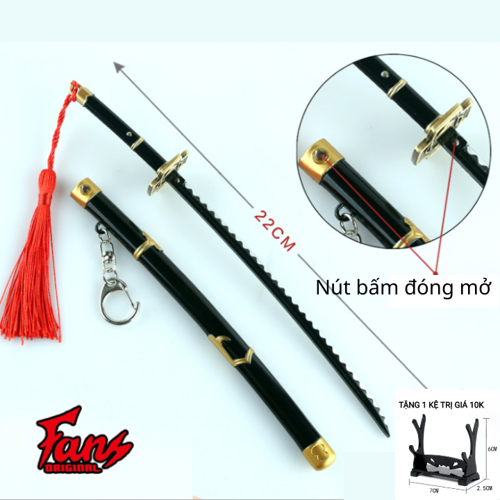 Mô hình Kiếm ZORO 22cm - có nút bấm / Mô hình kiếm katana , kiếm nhật tặng giá đỡ 2 tầng