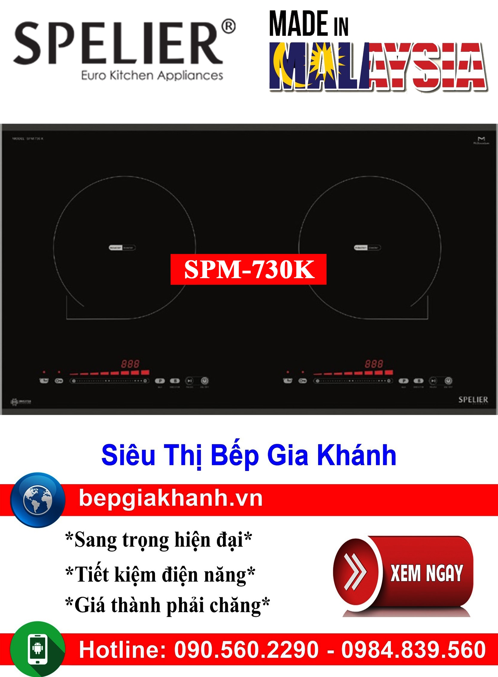 [HCM]Bếp từ đôi Spelier SPM-730K nhập khẩu Malaysia, bếp từ, bếp điện từ, bếp từ đôi, bếp điện từ đôi, bếp từ giá rẻ, bếp điện từ giá rẻ, bếp từ đơn, bep tu don, bep tu