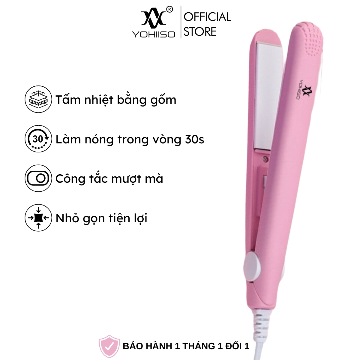 Máy uốn tóc mini, máy ép tóc mini, máy uốn tóc, máy duỗi tóc mini 2 in 1 Yohiiso bảo hành 1 tháng 1 đổi 1 hàng chính hãng, thuận tiện mang đi du lịch