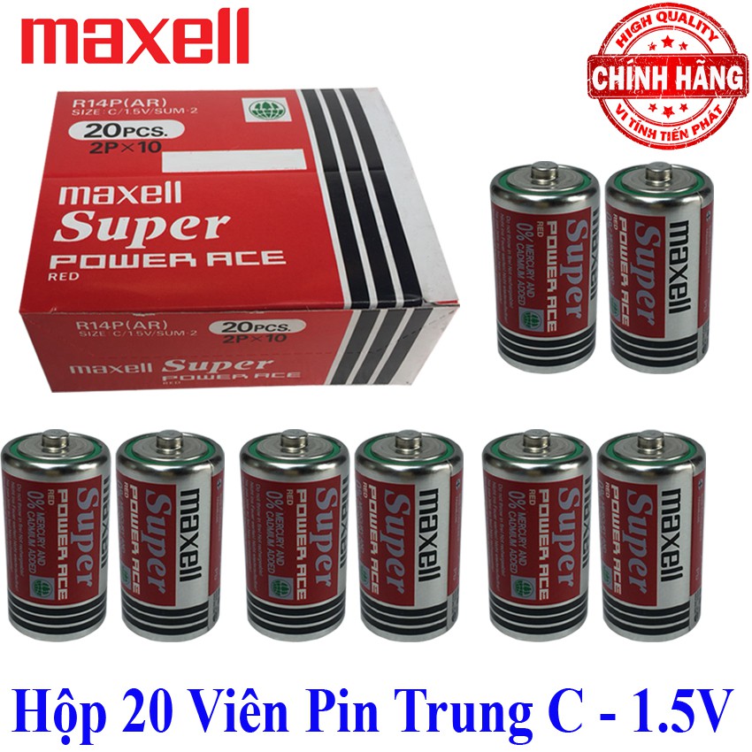 Pin Maxell trung (1 hộp 20 viên) - Điện nước SM - HCM
