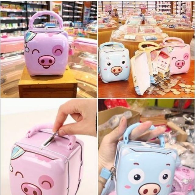 [HCM]Két Sắt Ống Heo Tiết Kiệm Có Khóa Mini Cho Bé - Hộp Khóa Sắt