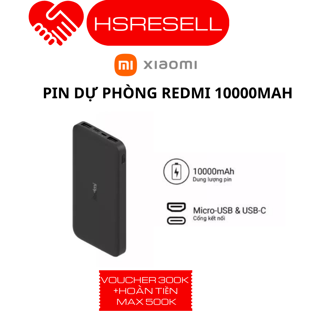 Pin sạc dự phòng 10000mAh Xiaomi Redmi Power Bank Black