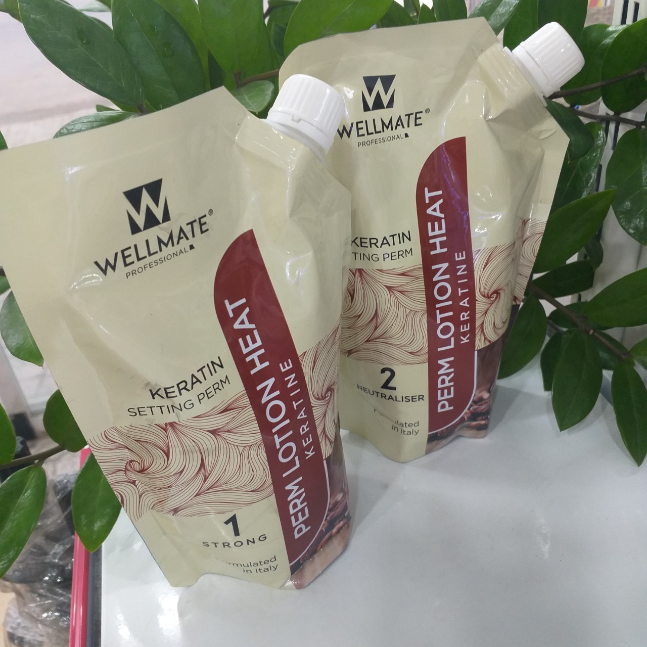 Thuốc uốn nóng - uốn Settting Wellmate Cafe 500ml x 2 ( Túi số 1 kem, Số 2 nước )