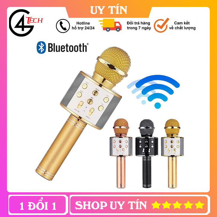 Mic Hát Karaoke Bluetooth Không Dây WS858 - Âm vang - Ấm - mic hát karaoke cầm tay mini - micro hát trên xe hơi - mic hát karaoke hay nhất hiện nay