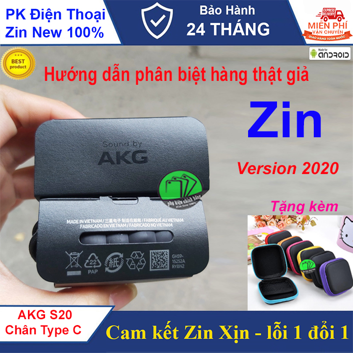 Tai nghe AKG S20, NOTE 10 (Version 2020) Chân Type-C, Tặng kèm bộ 2 núm tai và hộp đựng