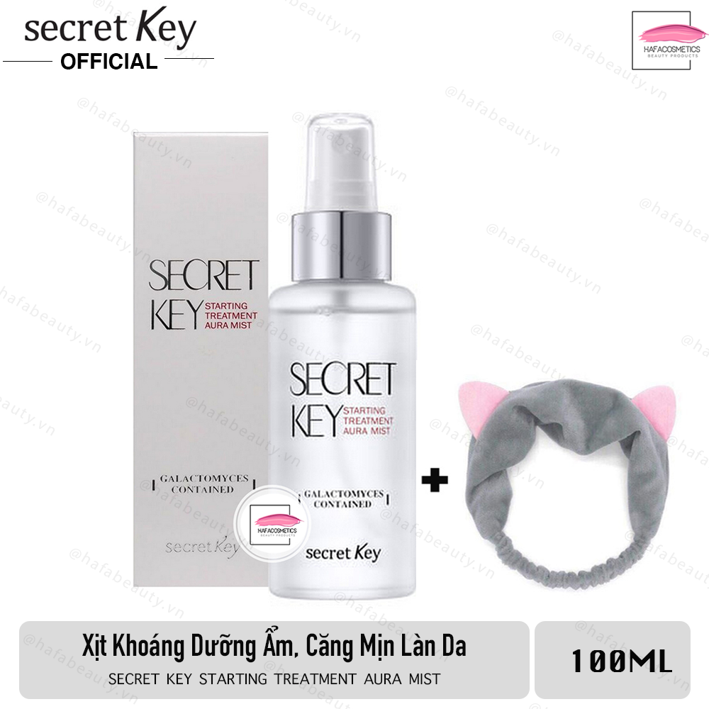 Xịt khoáng dưỡng ẩm và làm căng mịn làn da Secret Key Starting Treatment Aura Mist 100ml + Tặng 1 Băng đô tai mèo xinh xắn (ngẫu nhiên)