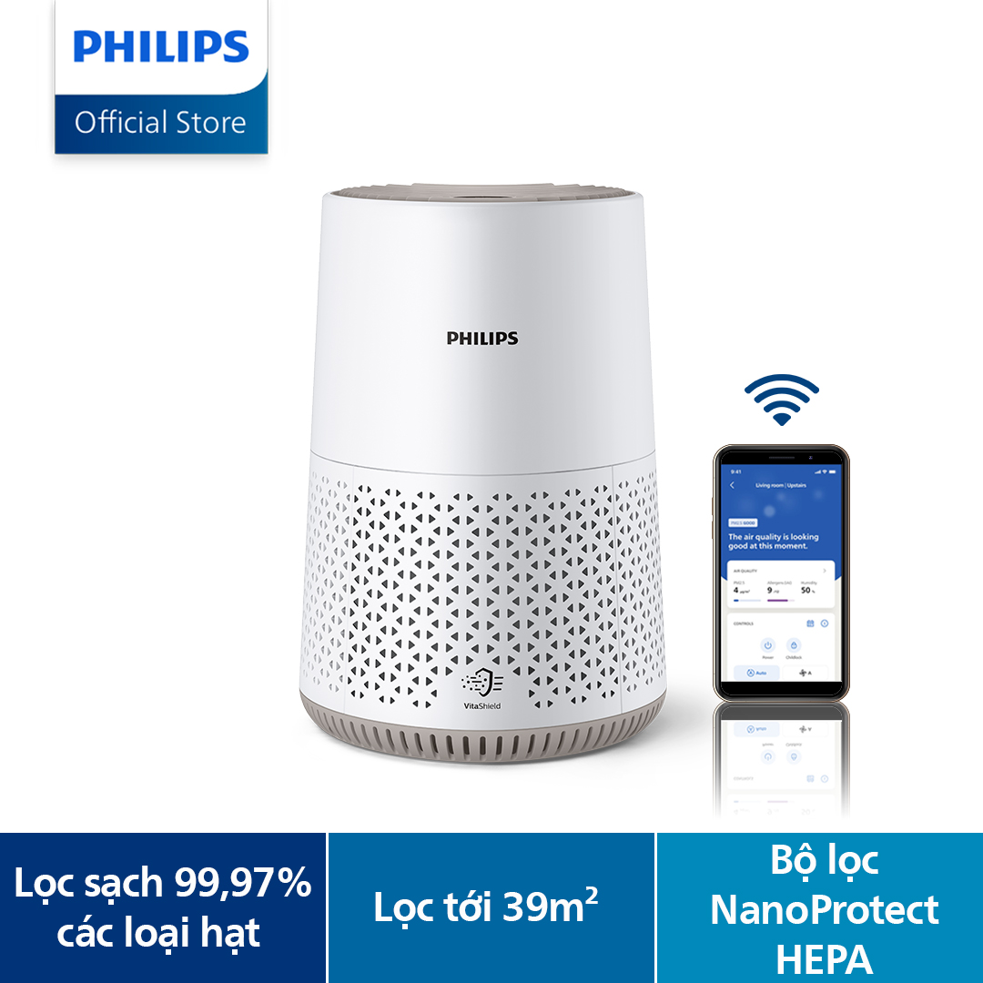 Máy Lọc Không Khí Philips AC0650/10 - Nhỏ Gọn Và Tiết Kiệm Điện Nhất Của Chúng Tôi - Lọc Khí Phòng 44M2 - Bộ Lọc Hepa - Kết Nối App Air+ Hàng Phân Phối Chính Hãng