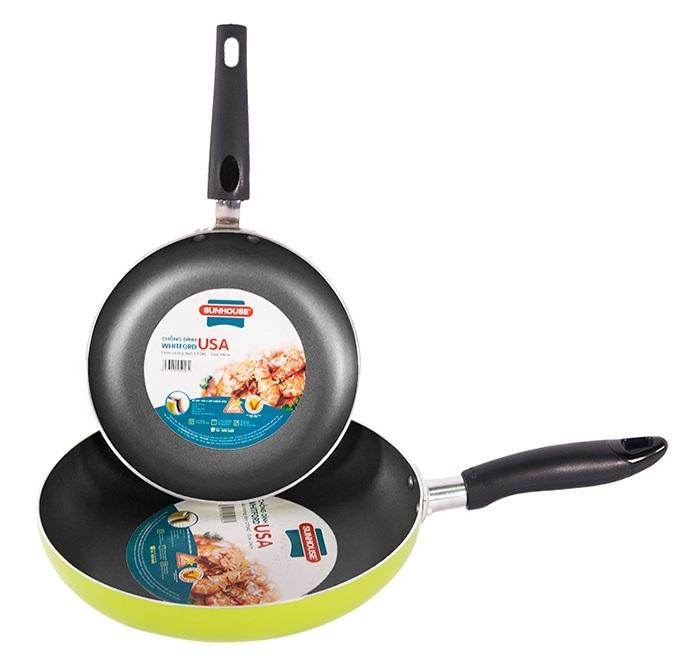 Bộ đôi chảo chống dính SUNHOUSE - Đường kính 18 & 24 cm - Dễ dàng vệ sinh - Siêu chống dính - Giao màu ngẫu nhiên