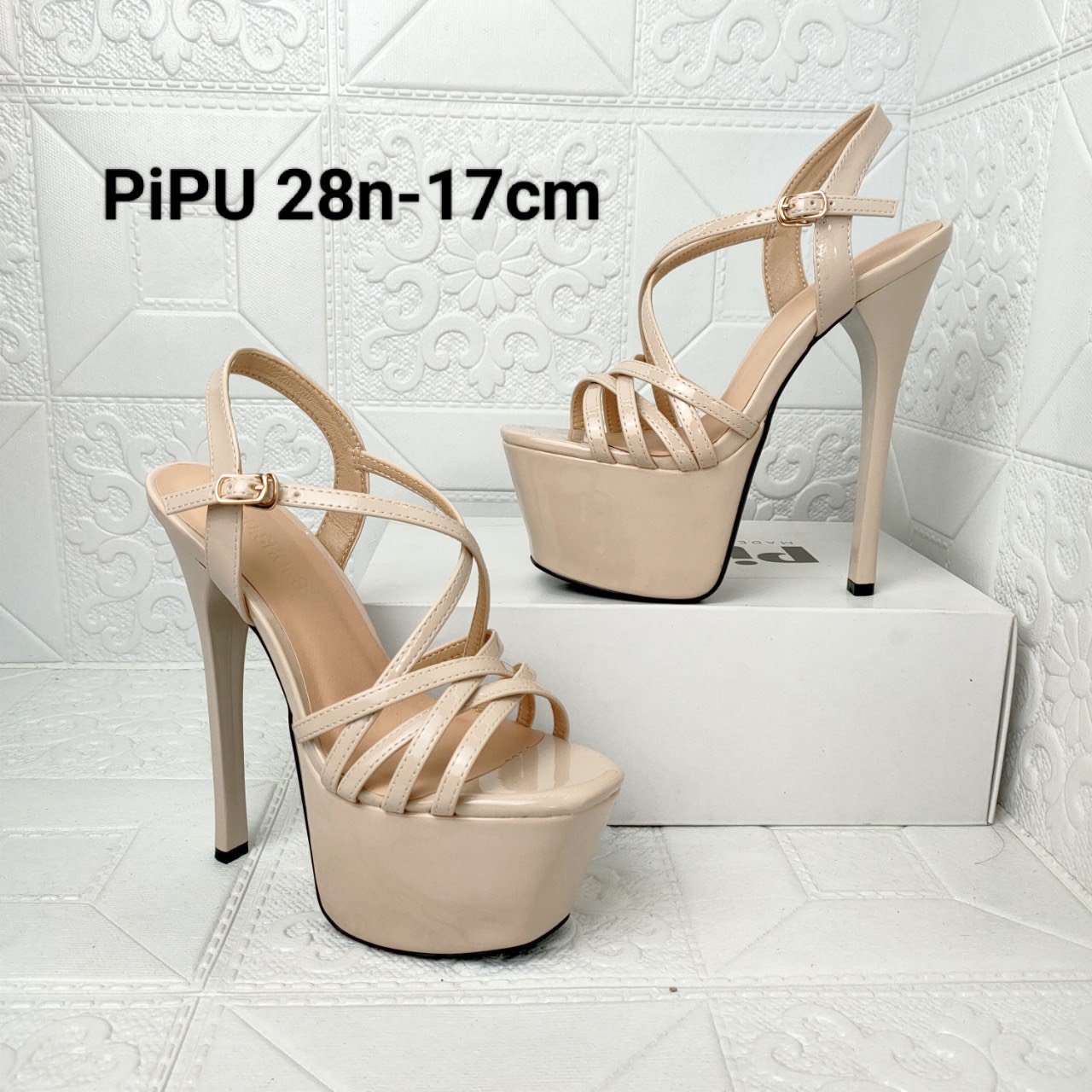 Giày cao gót đế đúp 17cm ,sandal cao gót thời trang ,sự kiện,giày cưới,hoa hậu catwalk pipu 028-17cm