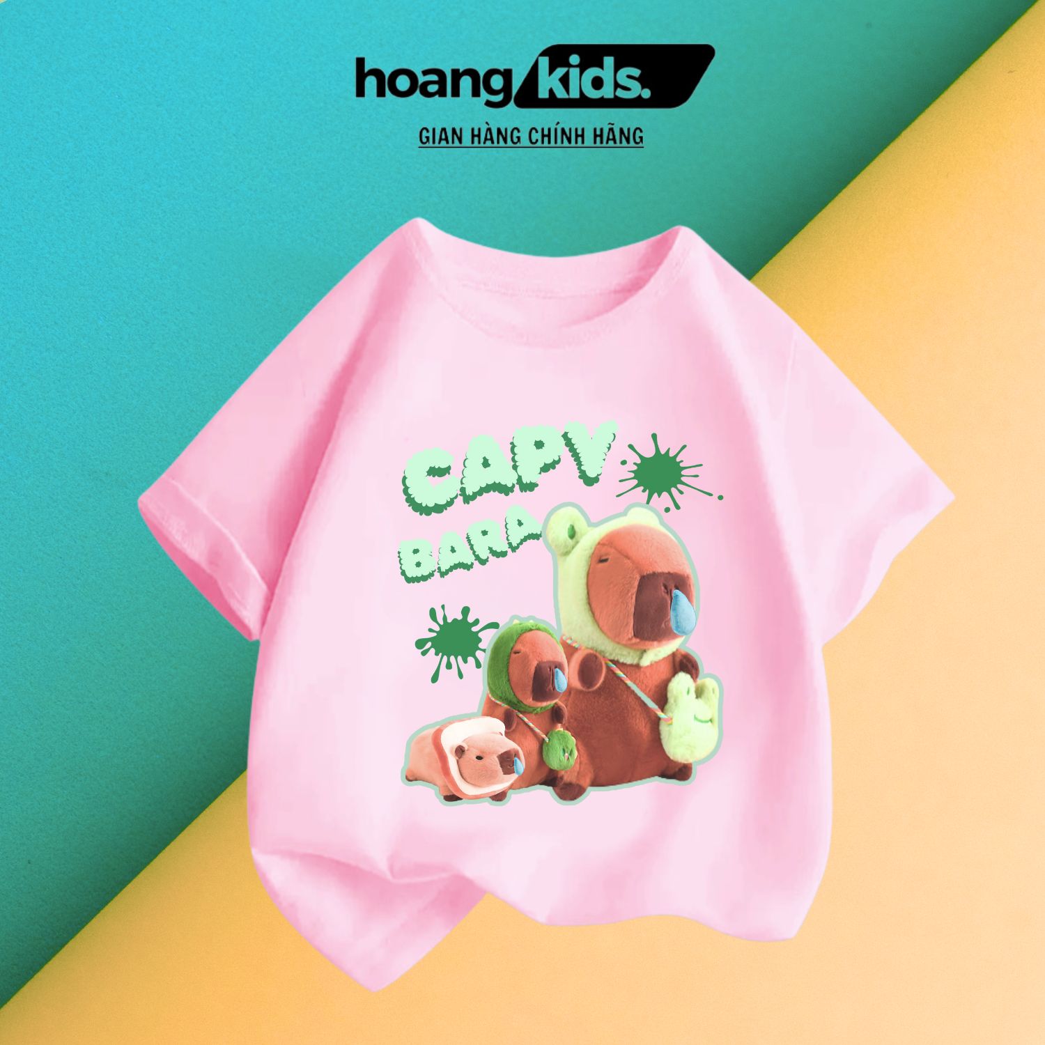 Áo thun in hình CAPYBARA chuột lang chảy nước mũi cộc tay bé gái mềm mịn,thấm hút mồ hôi từ 18-60kg hoangkids - 2