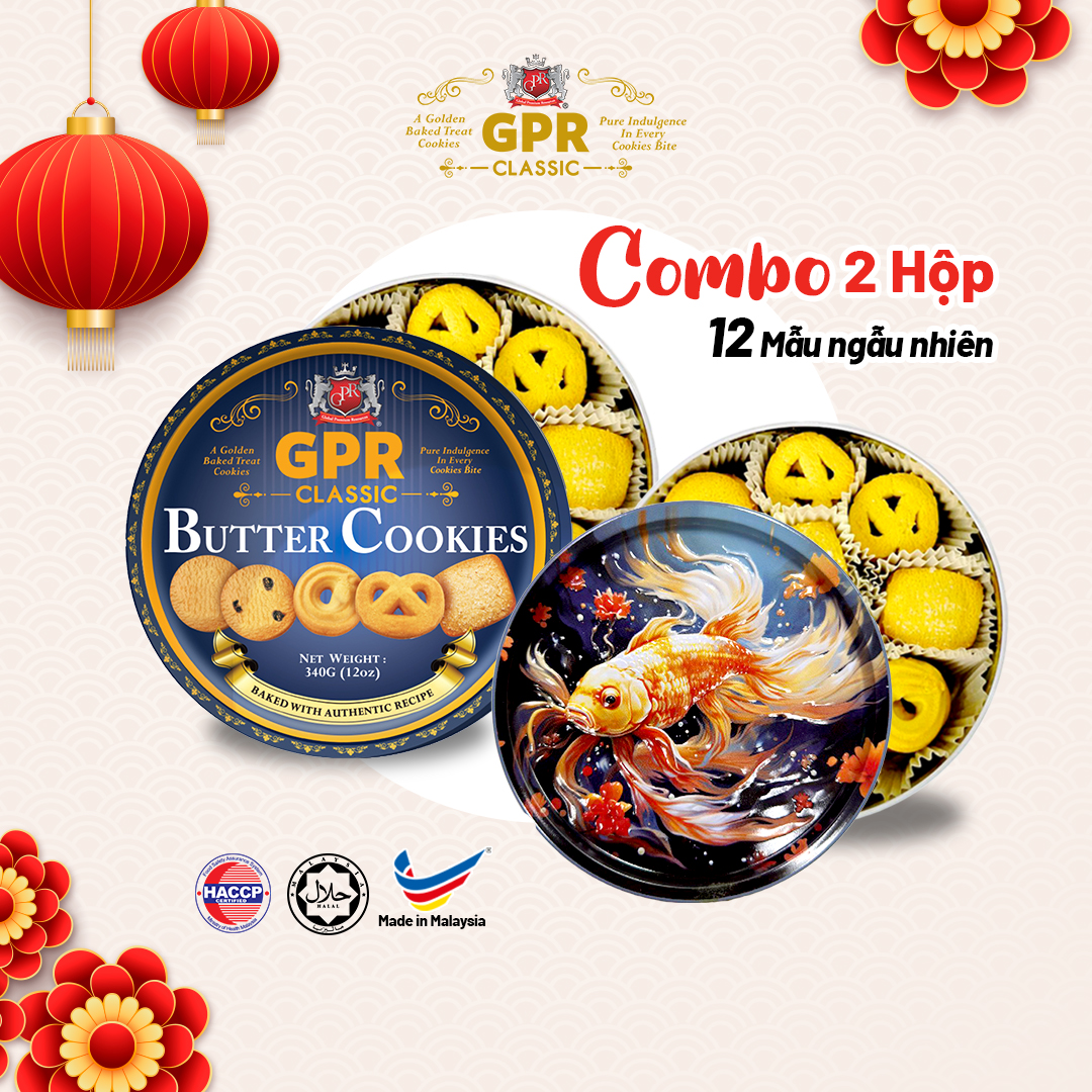 Combo 02 Bánh Quy Bơ GPR 340G Nguyên Bản Công Thức Malaysia, Mẫu Phương Đông, Đồ Ăn Vặt, Làm Quà Tặng, Hộp Ngẫu Nhiên