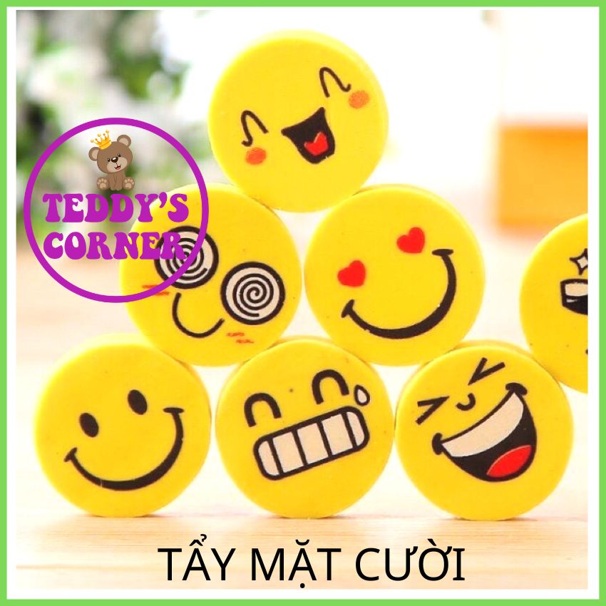 Túi gồm 4 viên tẩy mặt cười ; teddy corrner