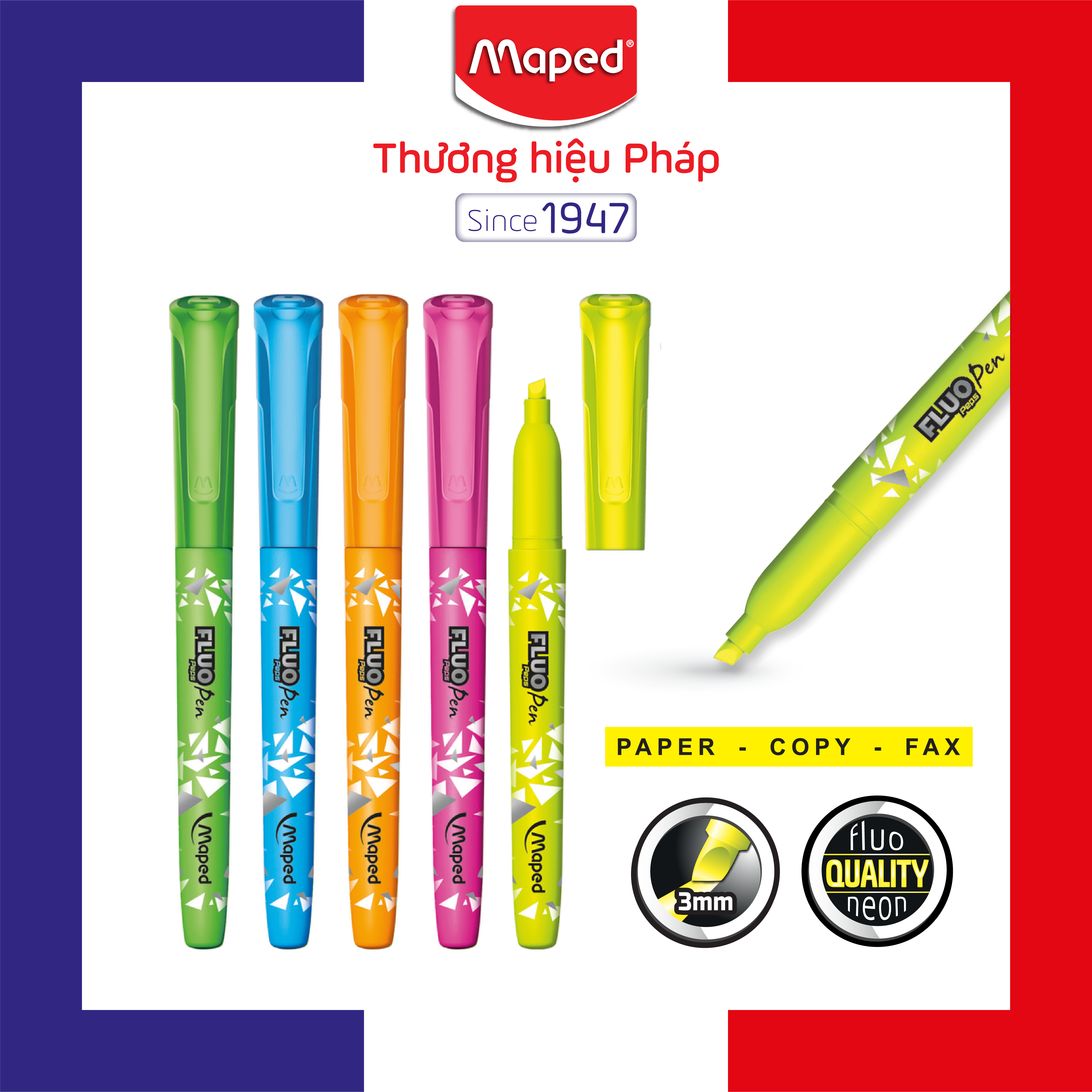 Maped - bút dạ quang slim vàng/cam/hồng/xanh/xanh lá - 1 cây
