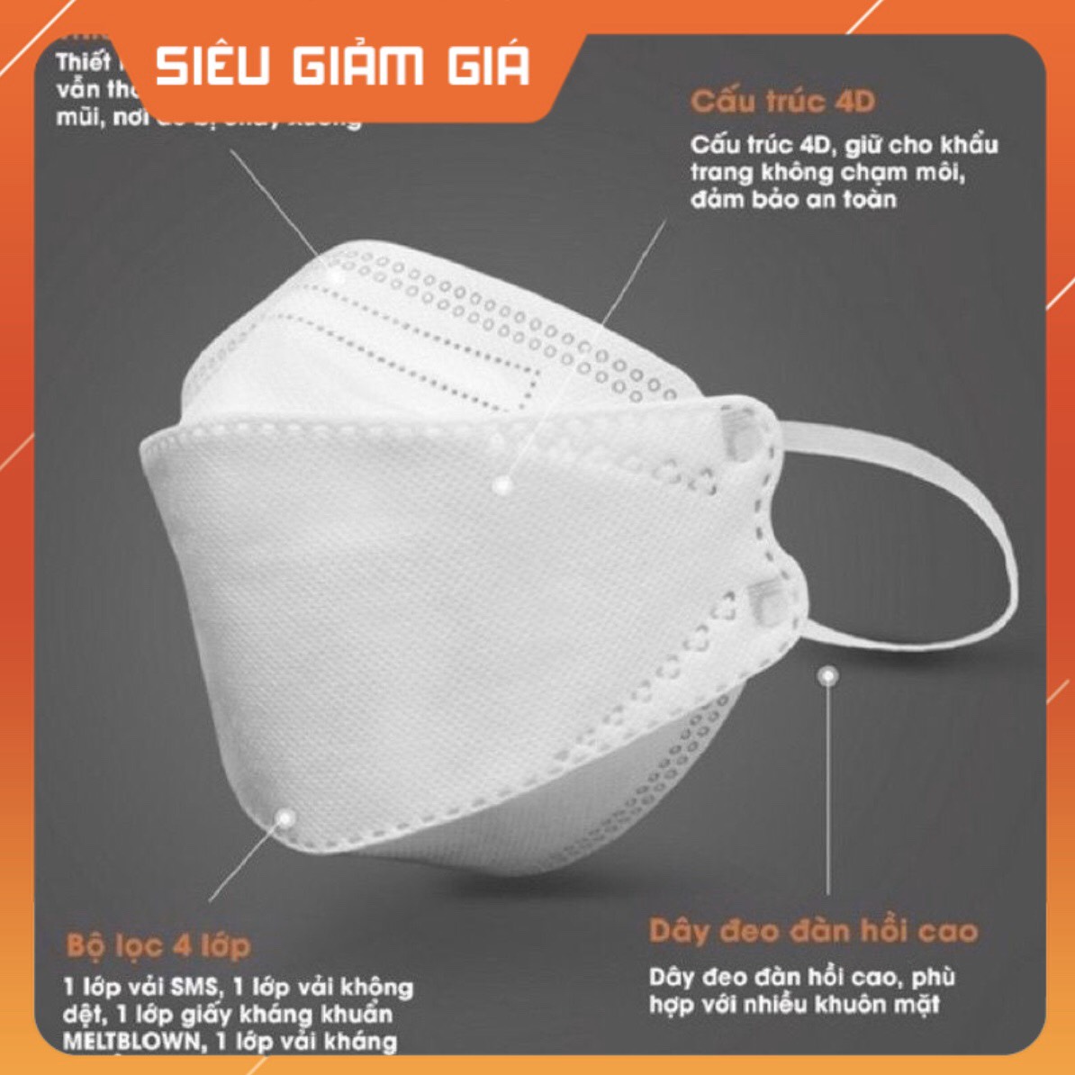 Giá sỉ 3oo cái khẩu trang kf94 4d