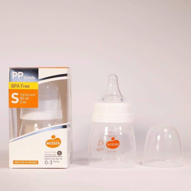 Bình sữa wesser nano silver cổ hẹp 60ml