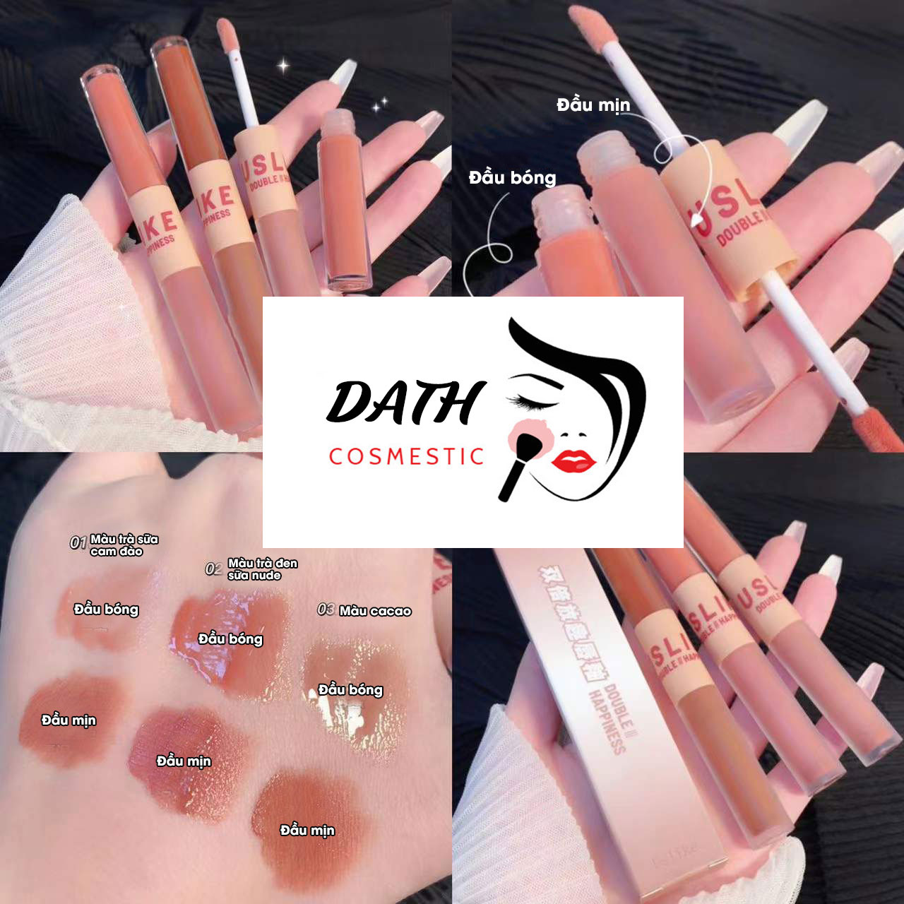 Son môi kem lì lâu trôi cao cấp chính hãng màu cam đất đỏ đất cam đào hồng đất đỏ cam đỏ gạch nâu đất hồng đào đỏ rượu cam cháy, son 2 đầu hàn quốc
