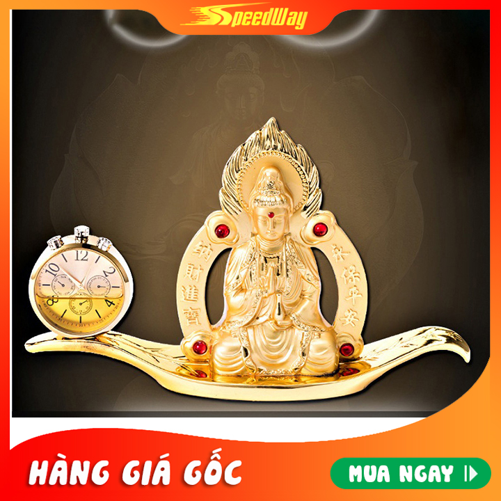 [TẶNG KÈM NƯỚC HOA] - Nước Hoa Ô Tô Tượng Phật Kèm Đồng Hồ Trang Trí