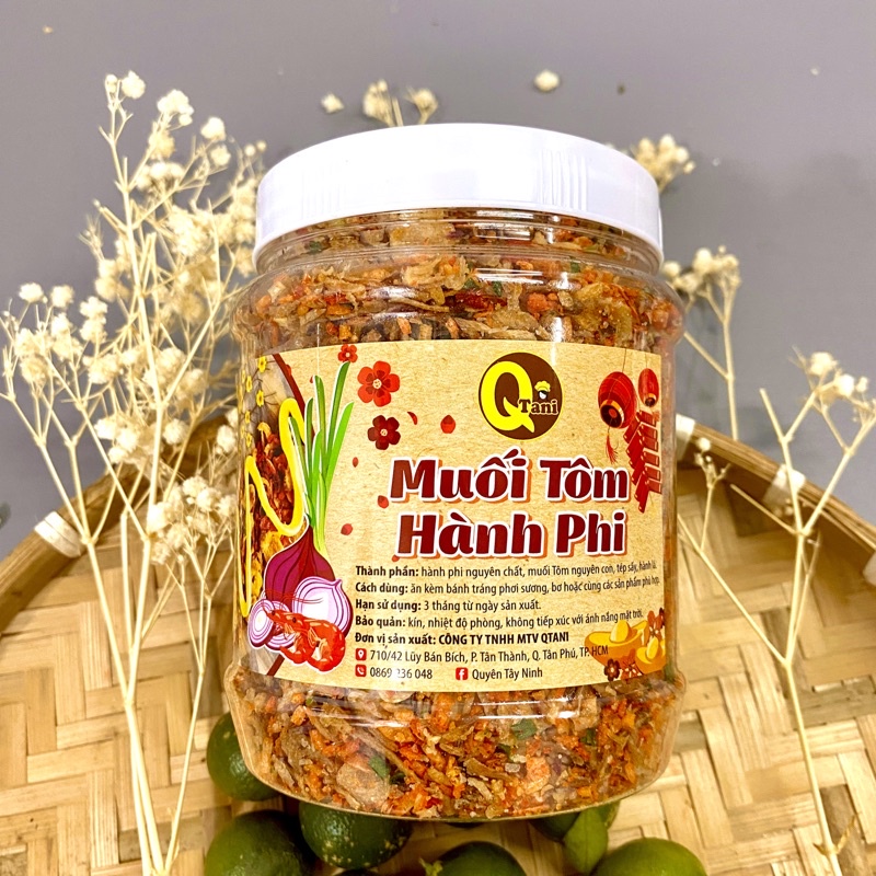Muối tép hành phi nguyên chất, siêu thơm, muối tép nguyên con + hành phi nguyên chất béo, thơm, giòn