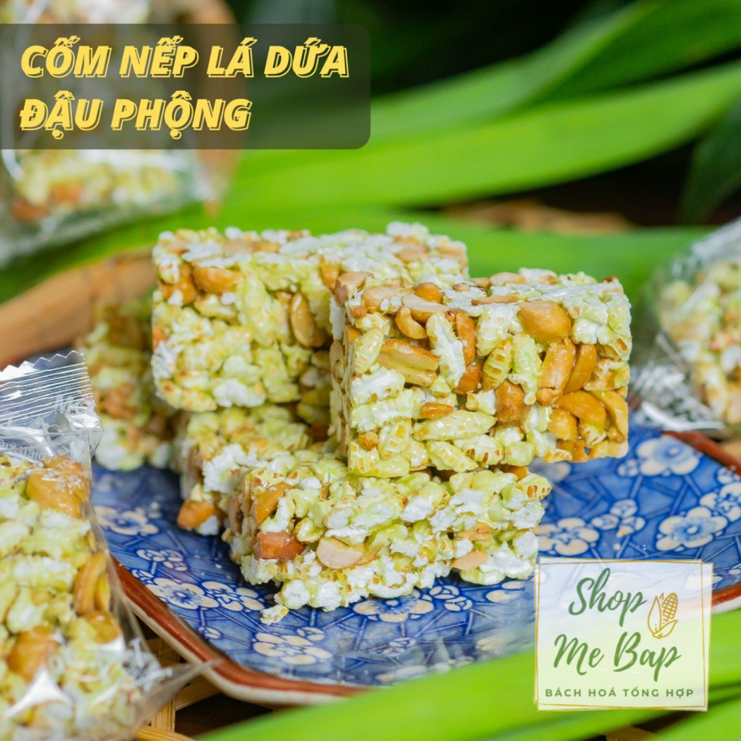 Cốm nếp lá dứa lâm an 500g - bánh cốm đậu phộng - bách hoá nhà bắp