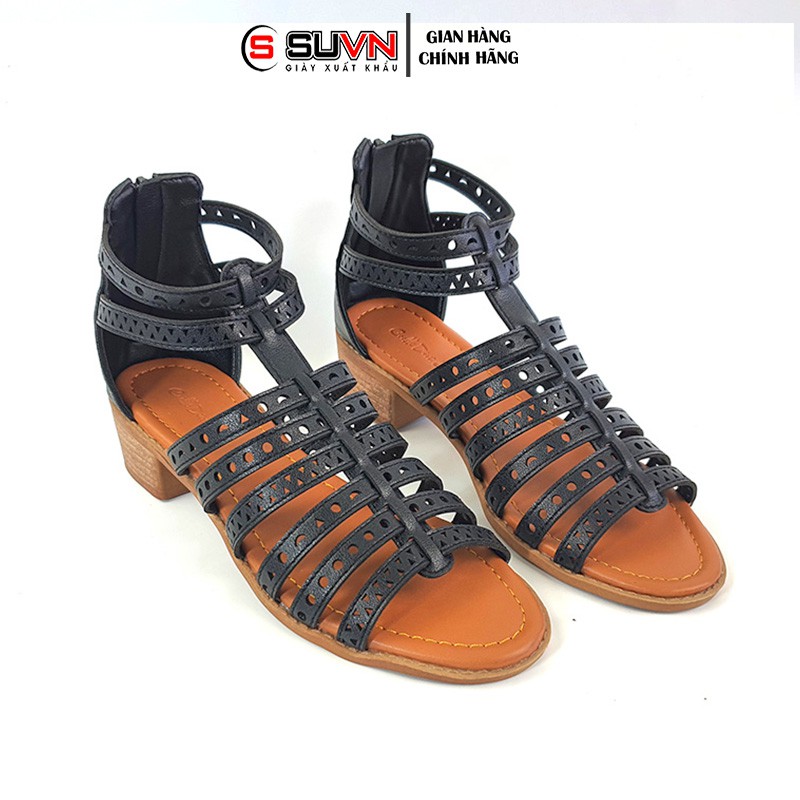 Sandal Chiến Binh Cao gót 3cm,3p Đế vuông khóa sau cá tính, cắt Laze Chuẩn đẹp VNXK - SUVN 1637