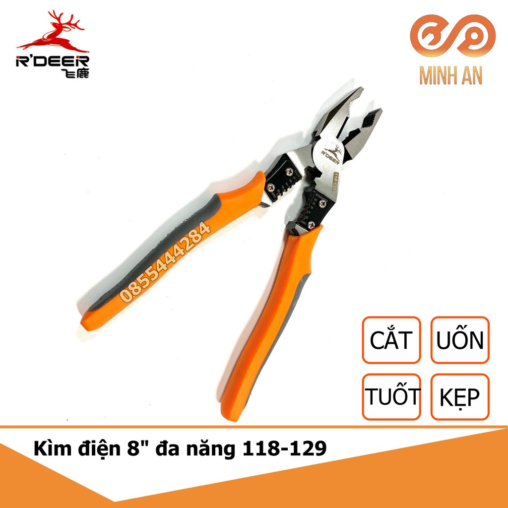 Kìm điện đa năng cao cấp 4 trong 1 r'deer 118-129 9inch/225mm