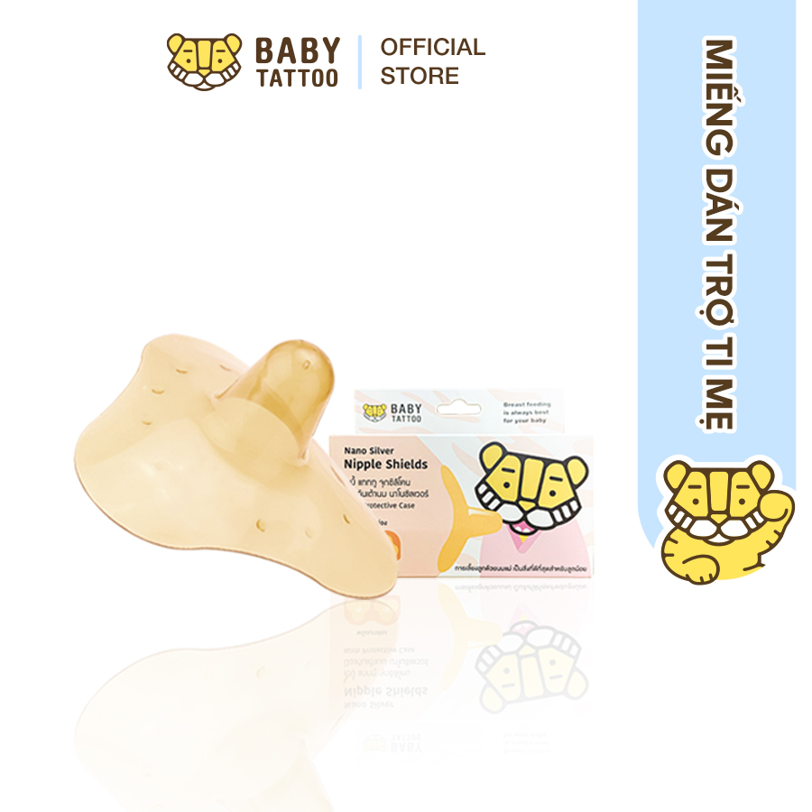 Bộ 2 Miếng Trợ Ti, Núm Trợ Ti Silicone Nano Bạc Kháng Khuẩn Bảo Vệ Và Hỗ Trợ Ti Mẹ BABY TATTOO