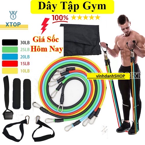 Bộ 5 Dây Ngũ Sắc TẬP THỂ HÌNH, Dây ngũ sắc tập gym đa năng dành cho cả nam và nữ, bộ dây kháng lực tập guym, bộ dây tập thể dục, dây tập guym, bộ dây ngũ sắc tập gym