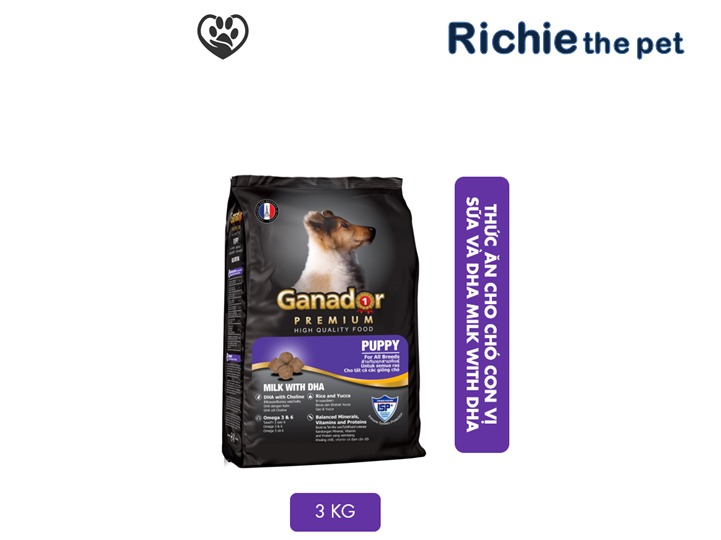 [HCM]Thức ăn cho chó con vị sữa & DHA Ganador milk with DHA 3kg