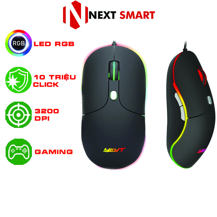 Chuột máy tính gaming có dây NEXT SMART M2G845 Pro LED RGB 20 triệu click bền bỉ tốc độ cao cho game thủ văn phòng học tập