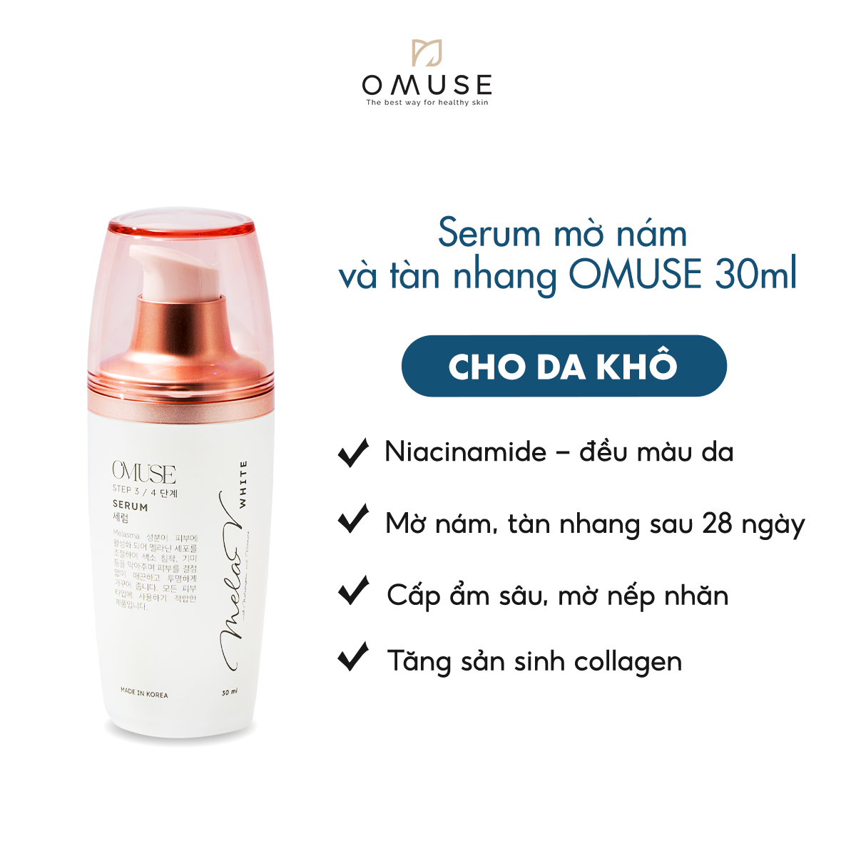 Serum mờ nám và tàn nhang chuyên sâu OMUSE MelaV White Serum 30ml