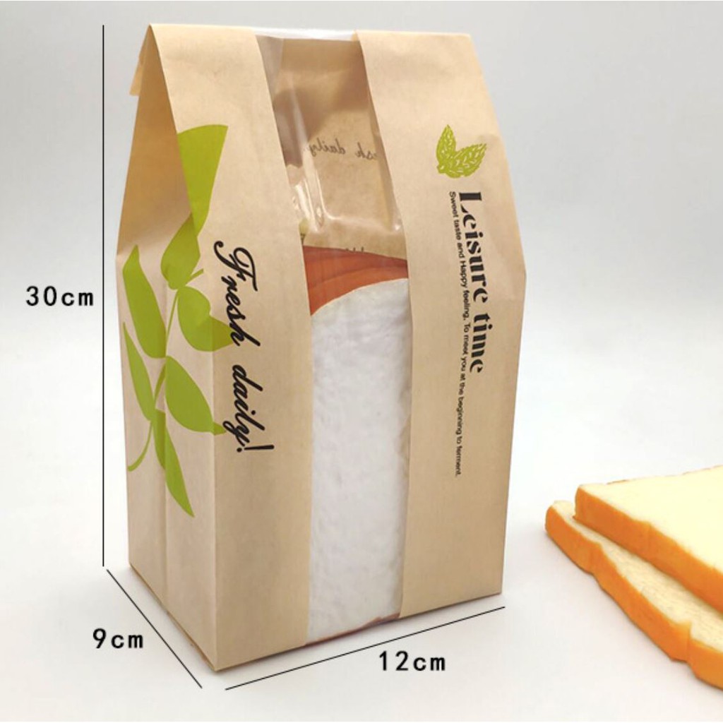 Túi đựng bánh mỳ hoa cúc dọc lá xanh set 10 cái
