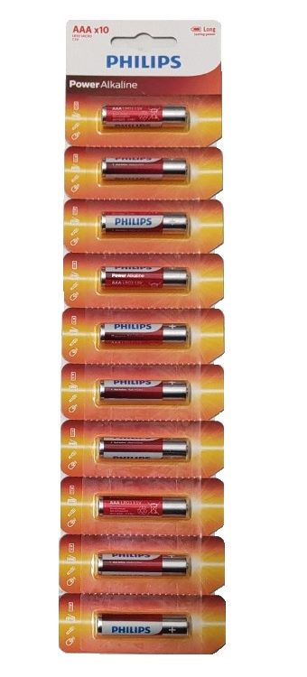 Vỉ 10 viên pin alkaline aaa philips lr03p10ts