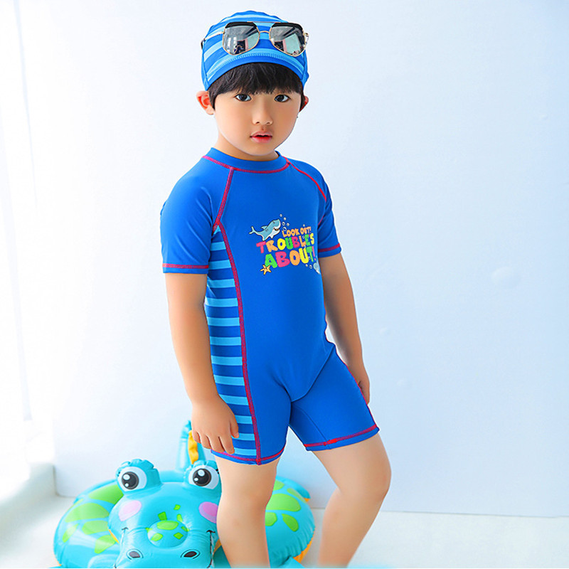 Đồ bơi bé trai liền thân - kèm nón bơi