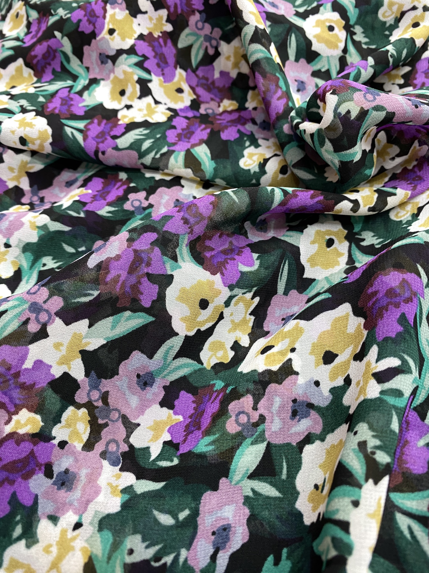 Vải voan chiffon hoa đều MS1158