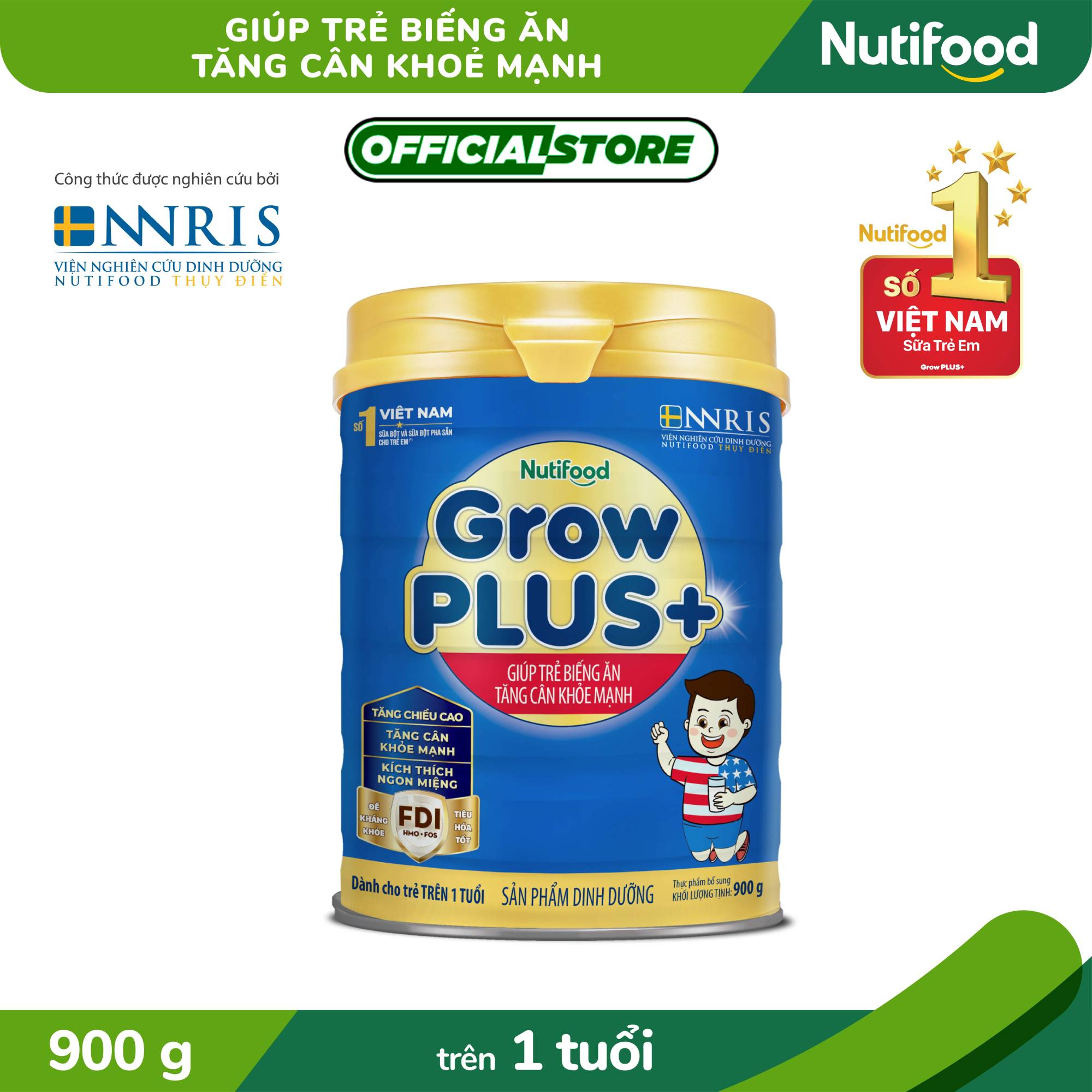 Sữa bột growplus+ xanh 900g trên 1 tuổi