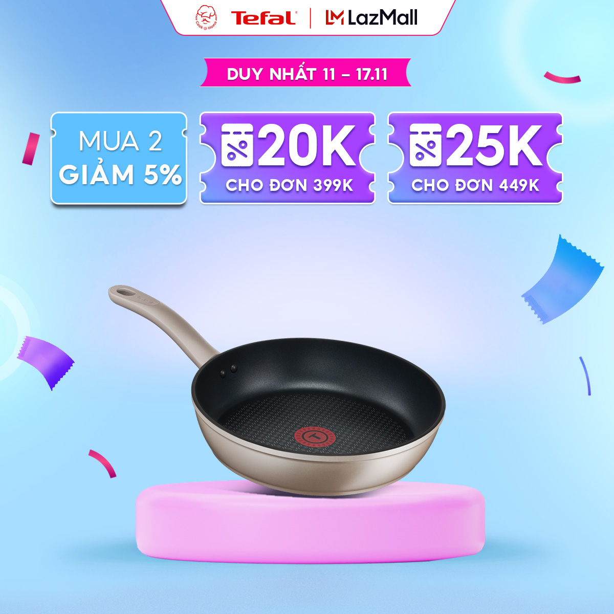 Chảo chống dính bếp từ Tefal Sensations size 24cm/26cm/28cm - Bảo hành 2 năm